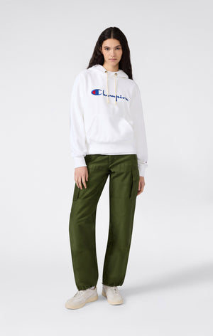 Felpa con Cappuccio Leggera con Logo Ricamato Reverse Weave da Donna