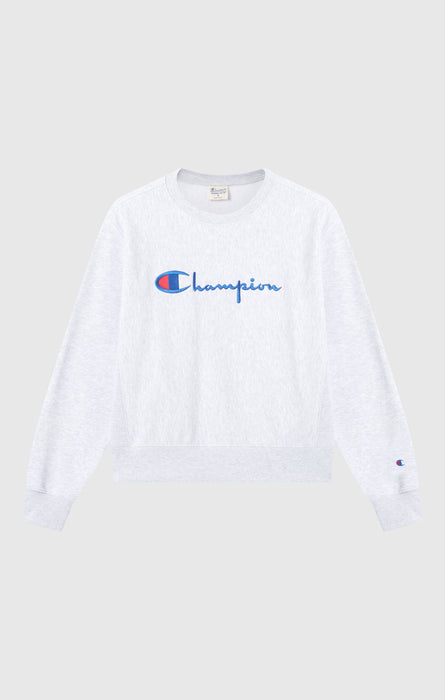 Women’s Lightweight Reverse Weave Crewneck Sweatshirt with Embroidered Logo