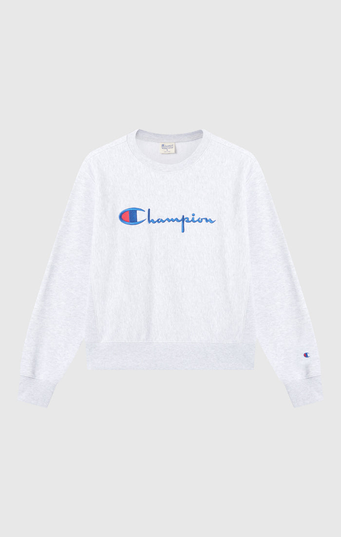 Women’s Lightweight Reverse Weave Crewneck Sweatshirt with Embroidered Logo
