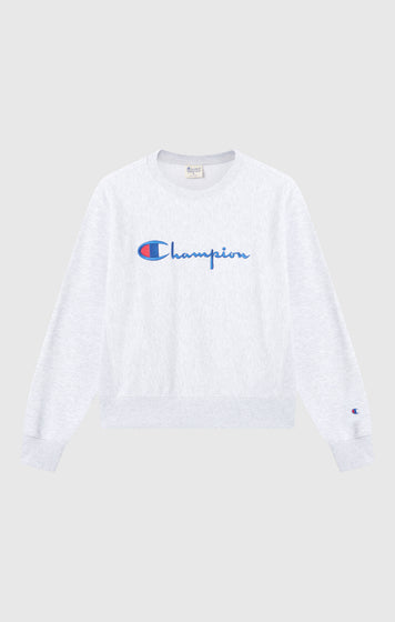 Women’s Lightweight Reverse Weave Crewneck Sweatshirt with Embroidered Logo