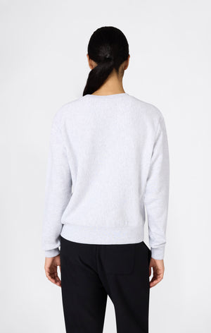 Felpa Girocollo Leggera con Logo Ricamato Reverse Weave da Donna