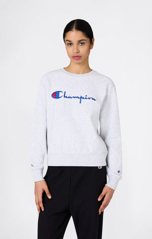 Felpa Girocollo Leggera con Logo Ricamato Reverse Weave da Donna