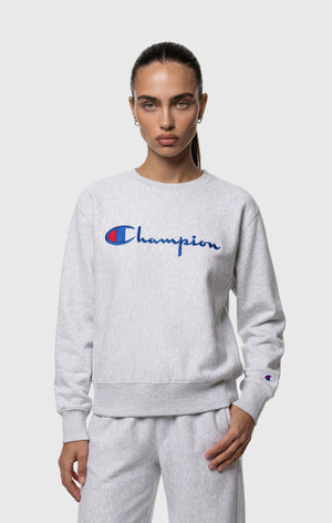 Women’s Lightweight Reverse Weave Crewneck Sweatshirt with Embroidered Logo