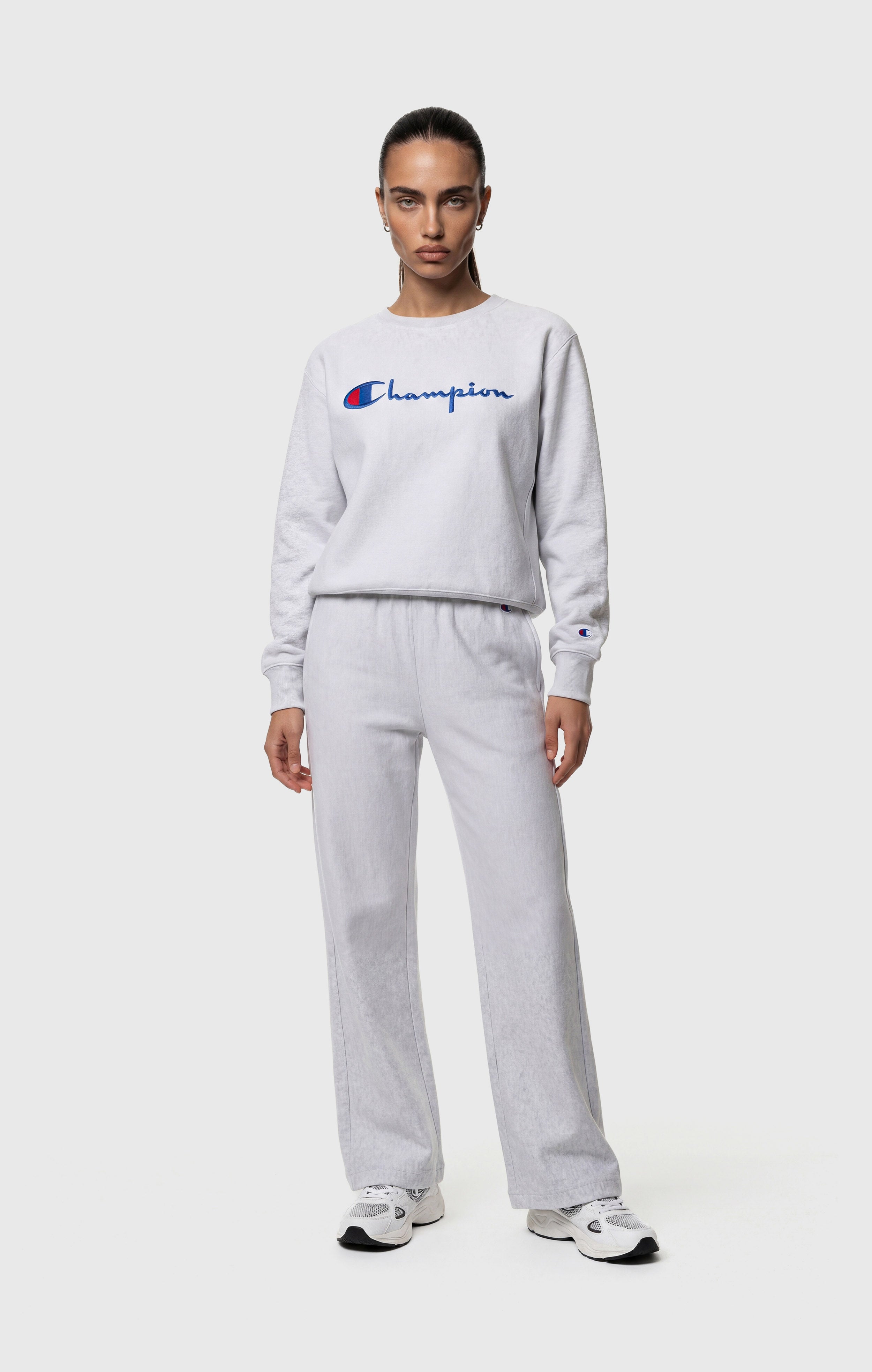 Women’s Lightweight Reverse Weave Crewneck Sweatshirt with Embroidered Logo