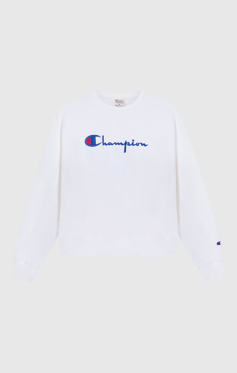 Women’s Lightweight Reverse Weave Crewneck Sweatshirt with Embroidered Logo