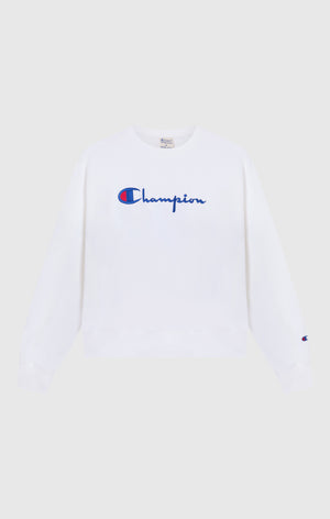 Women’s Lightweight Reverse Weave Crewneck Sweatshirt with Embroidered Logo