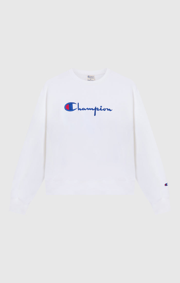 Women’s Lightweight Reverse Weave Crewneck Sweatshirt with Embroidered Logo