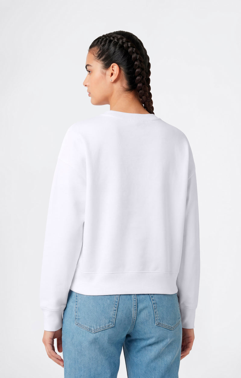 Women’s Lightweight Reverse Weave Crewneck Sweatshirt with Embroidered Logo