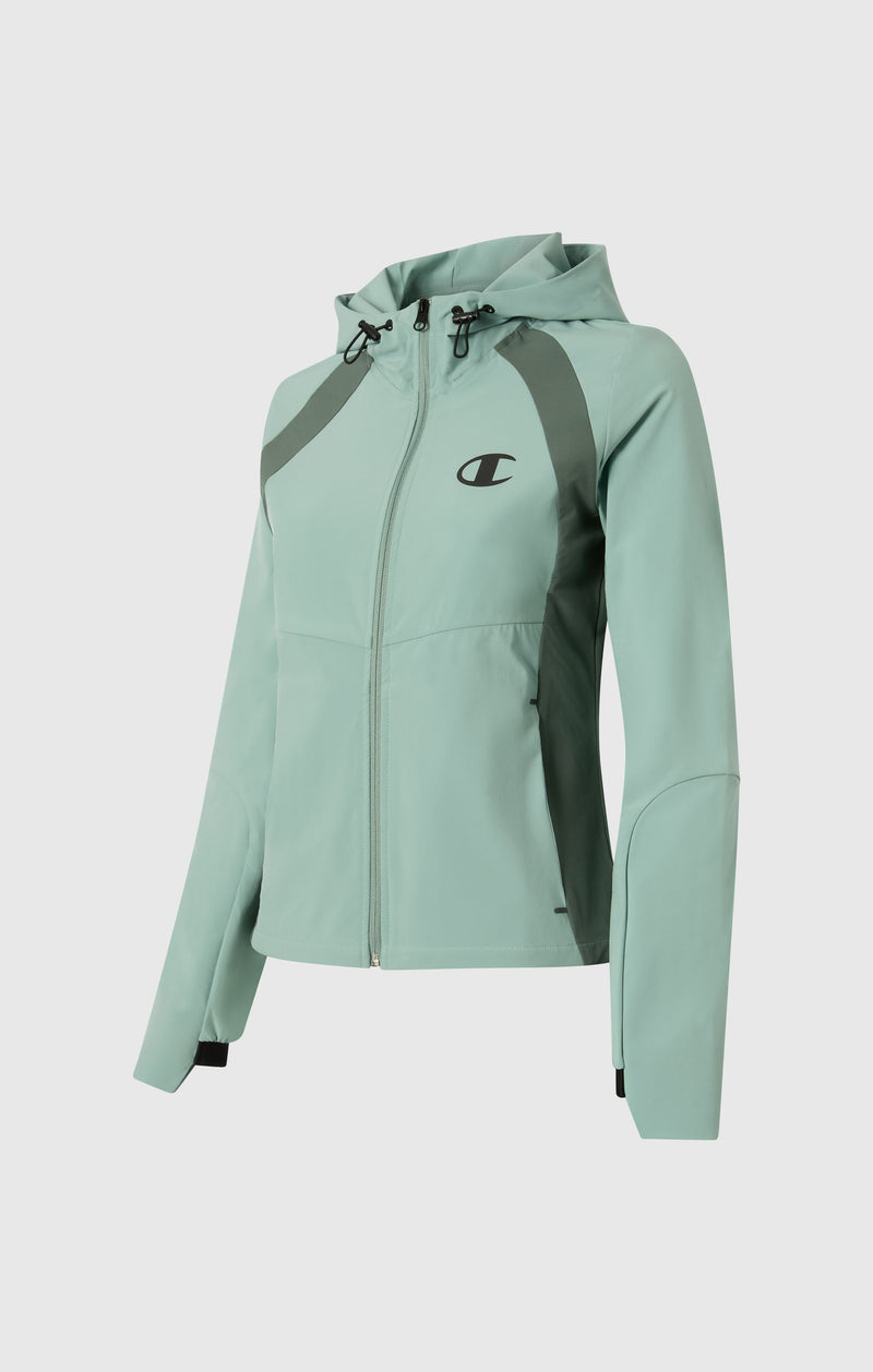 Giacca Con Cappuccio in Nylon Stretch Donna Slim Fit