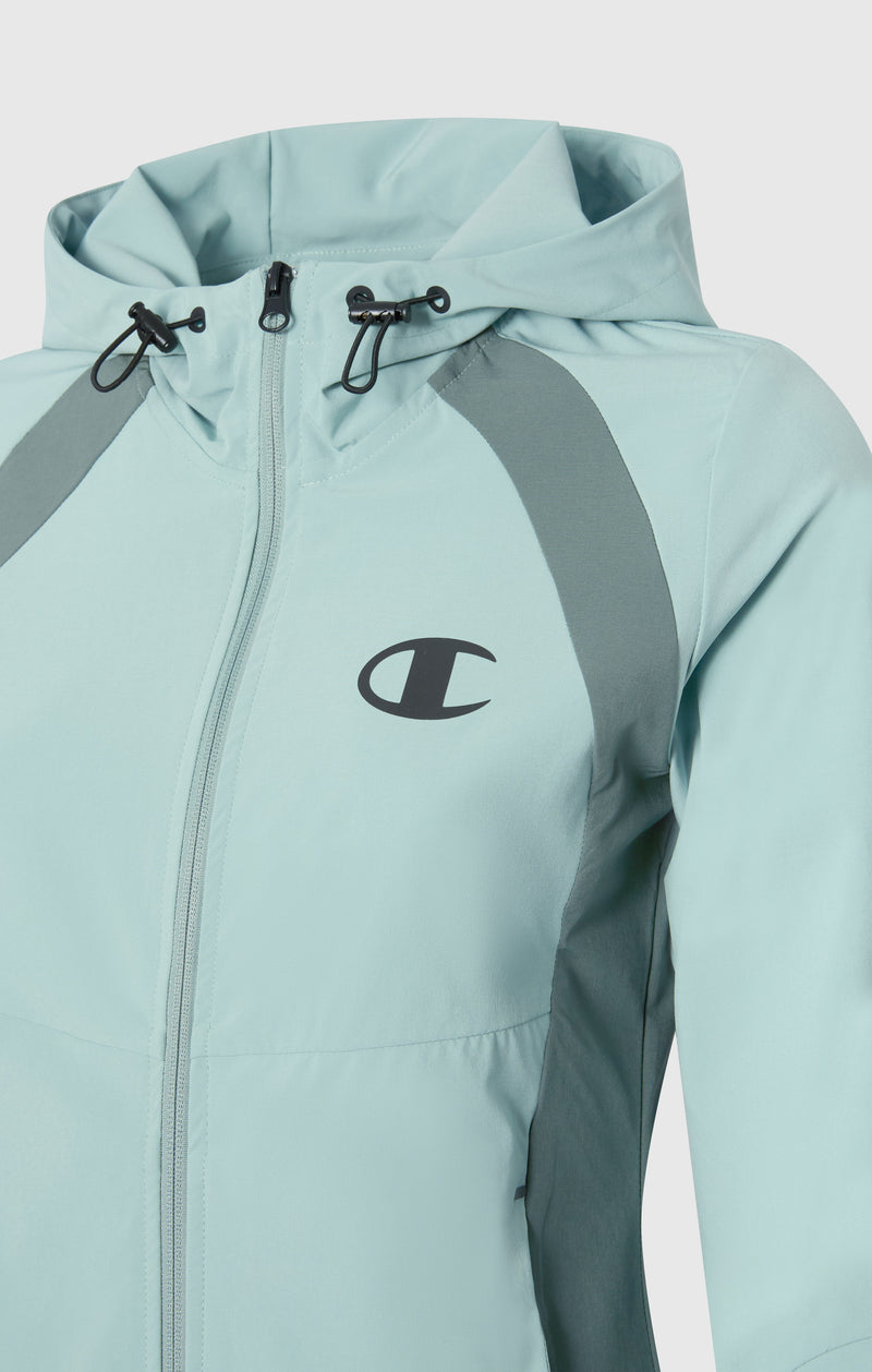 Women’s Stretch Nylon Hooded Track Top Slim Fit