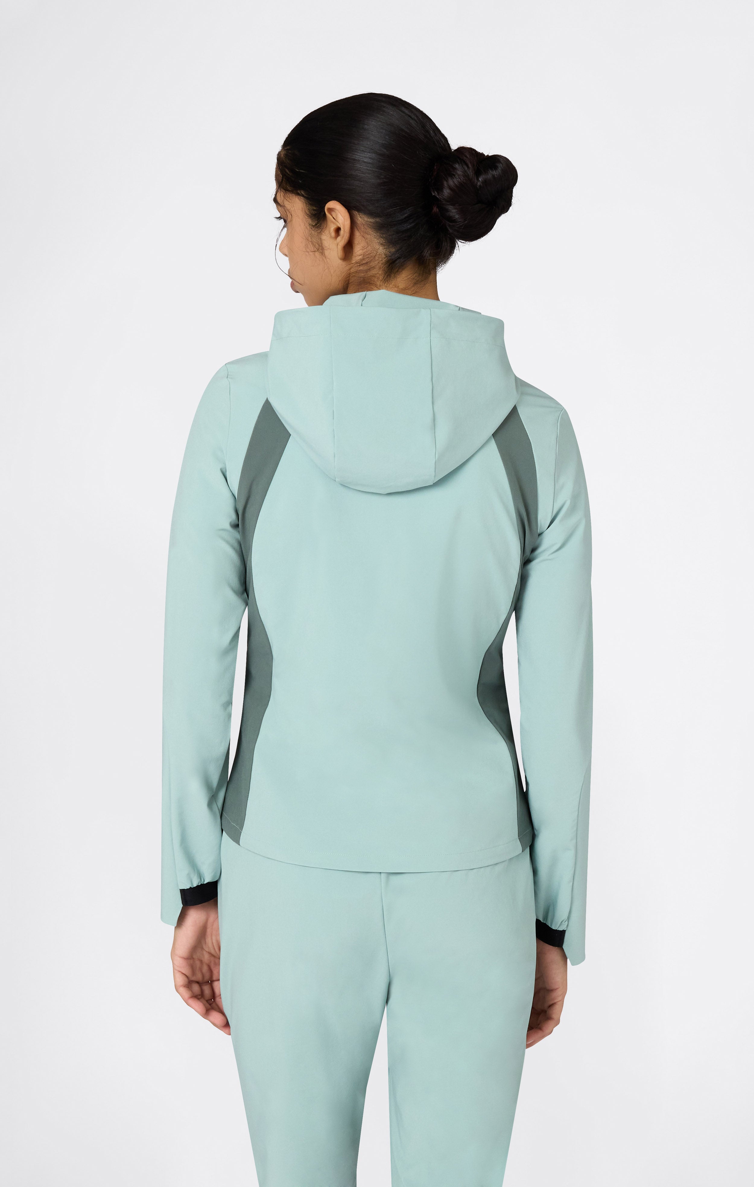 Women’s Stretch Nylon Hooded Track Top Slim Fit