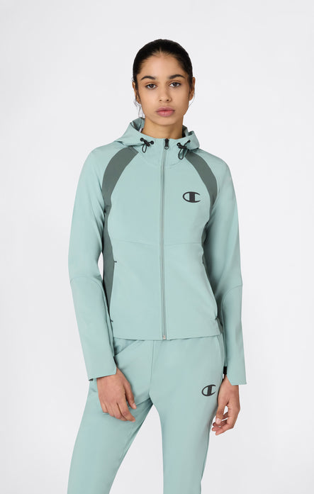 Track Top à Capuche en Nylon Stretch pour Femme Slim Fit