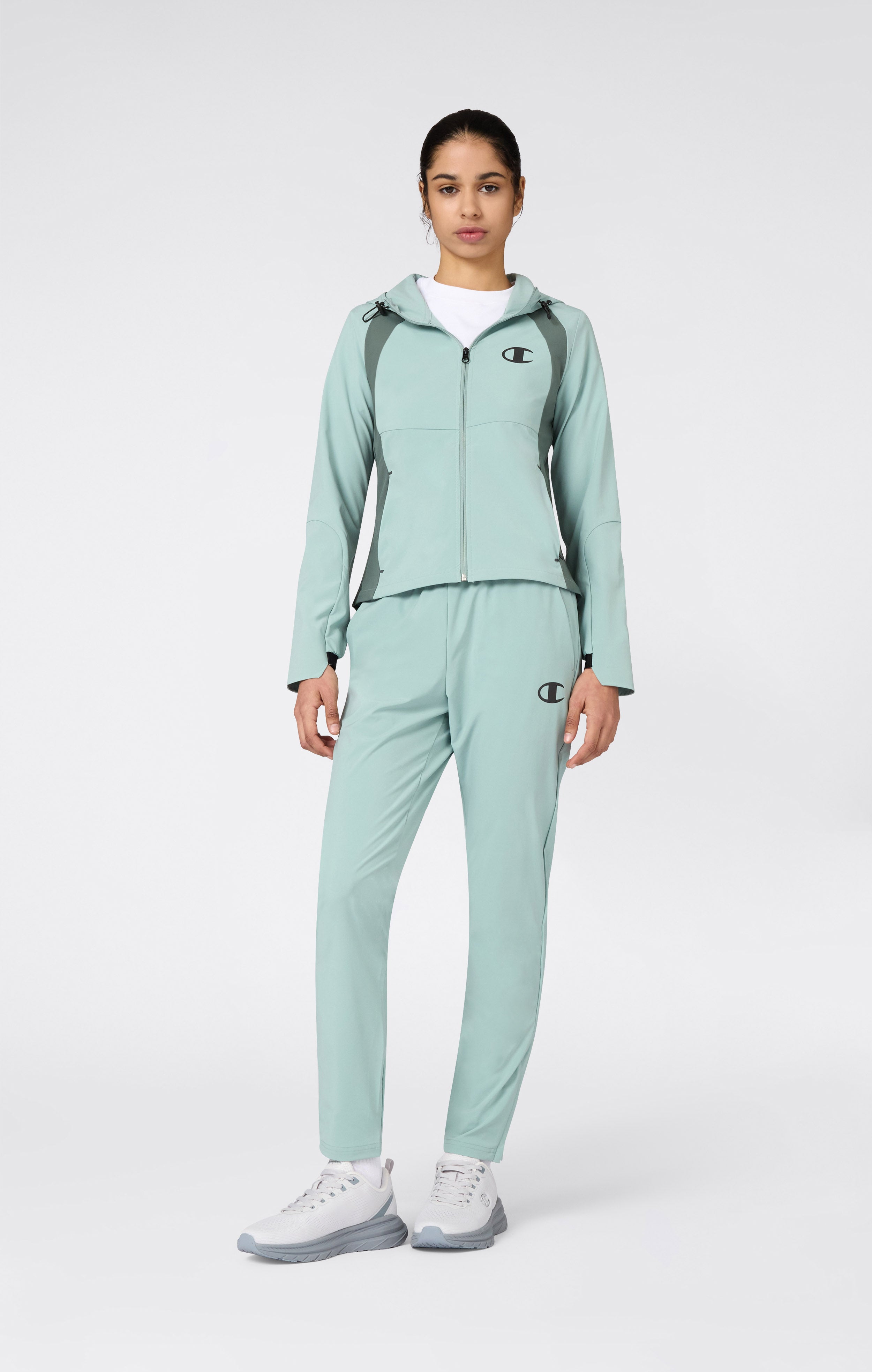 Women’s Stretch Nylon Hooded Track Top Slim Fit