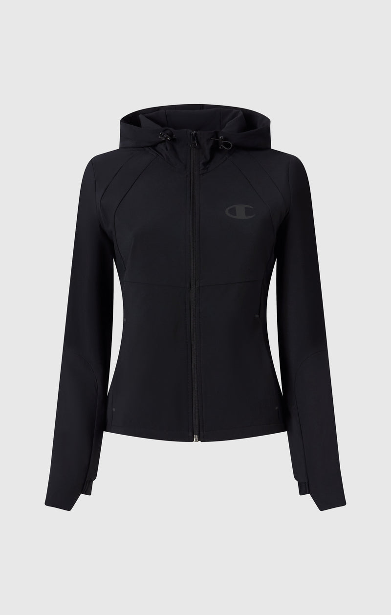Women’s Stretch Nylon Hooded Track Top Slim Fit