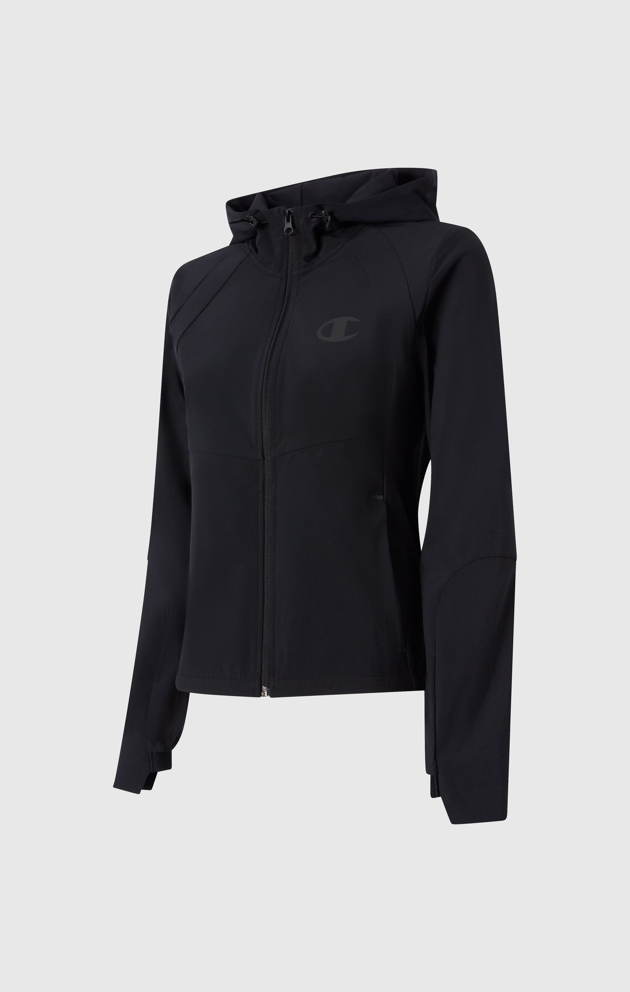 Women’s Stretch Nylon Hooded Track Top Slim Fit