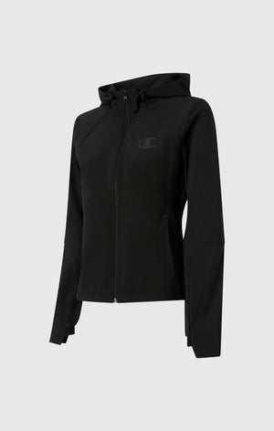 Giacca Con Cappuccio in Nylon Stretch Donna Slim Fit