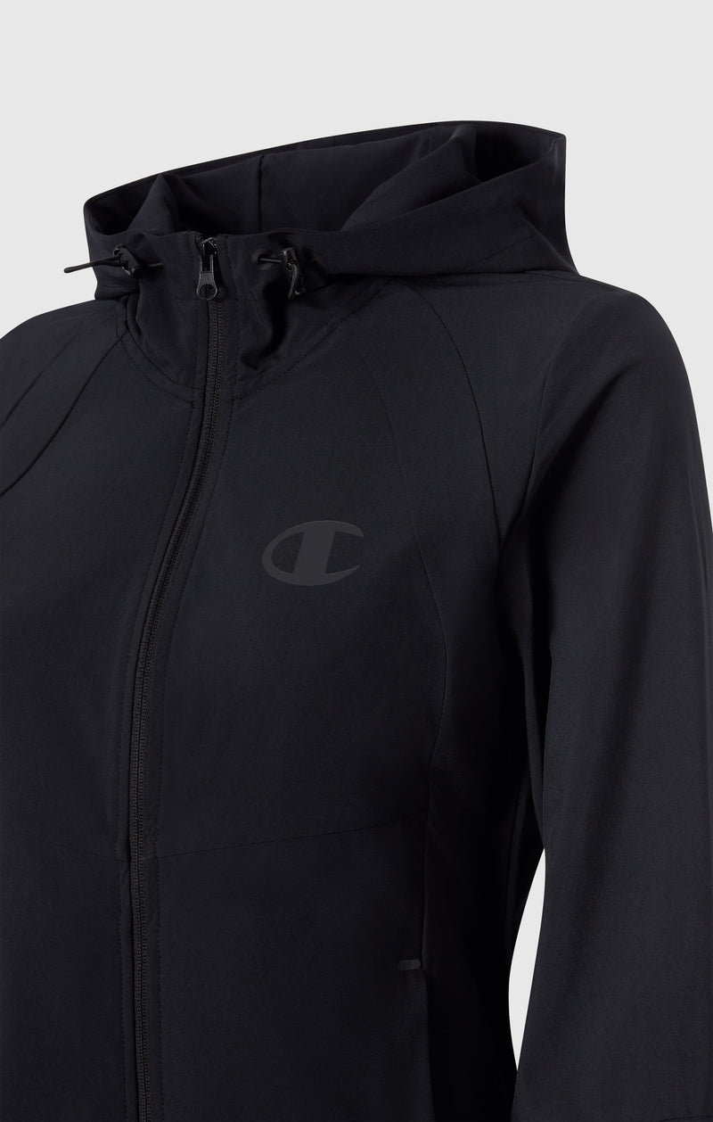 Women’s Stretch Nylon Hooded Track Top Slim Fit