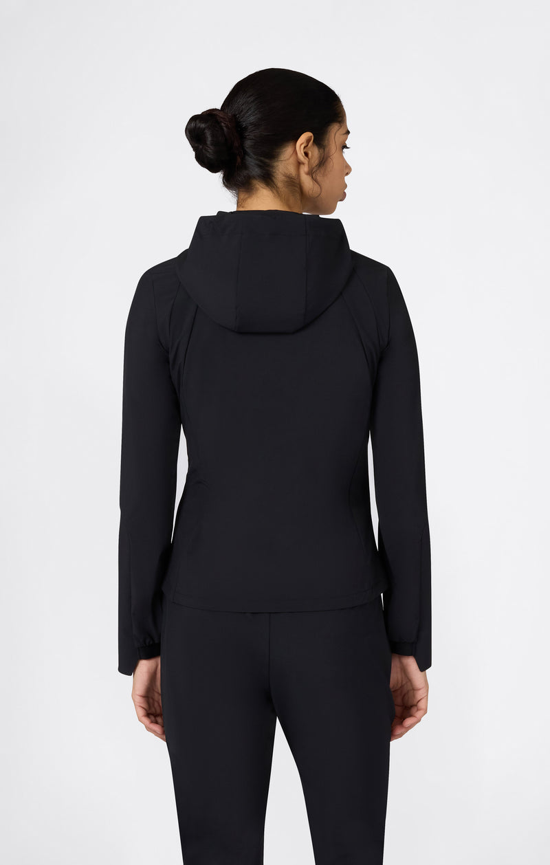 Women’s Stretch Nylon Hooded Track Top Slim Fit