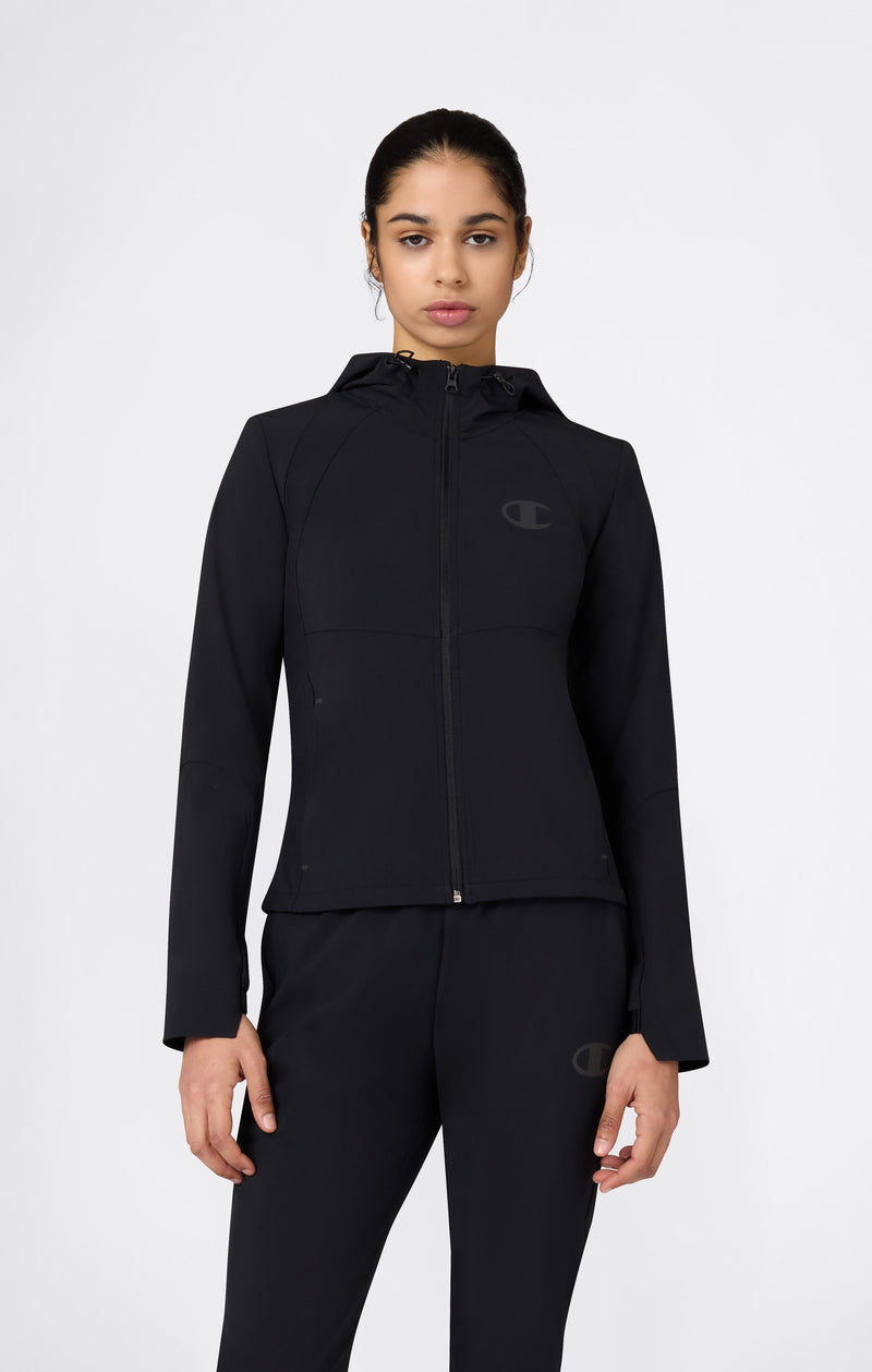 Women’s Stretch Nylon Hooded Track Top Slim Fit