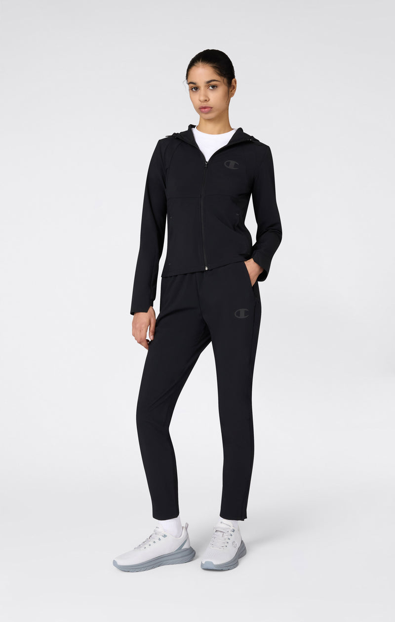 Women’s Stretch Nylon Hooded Track Top Slim Fit