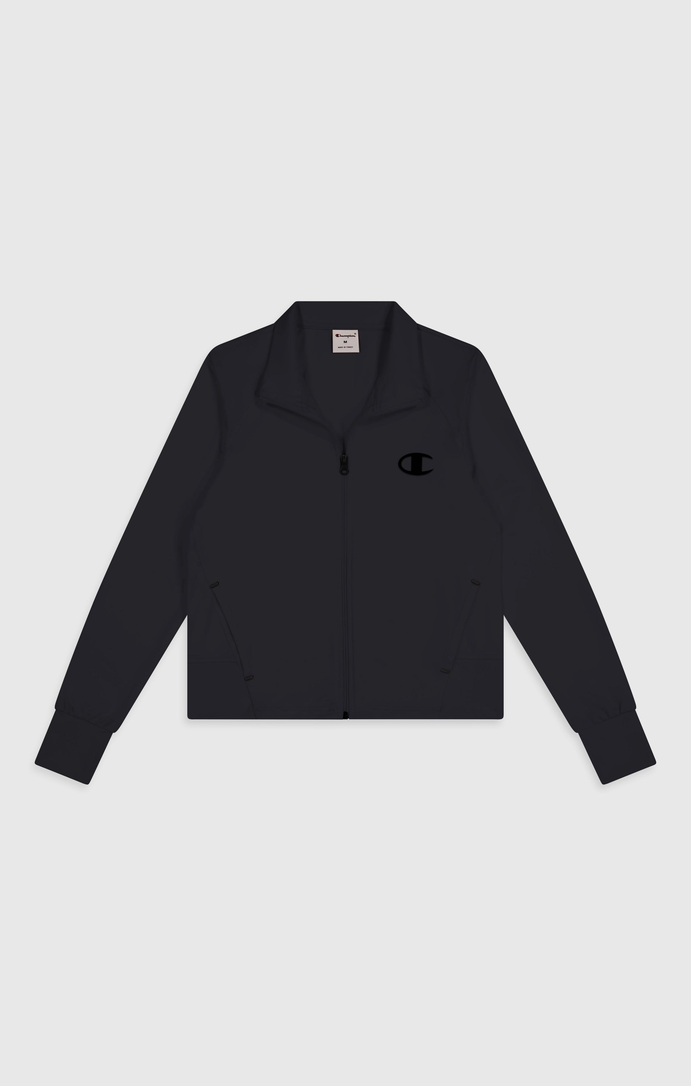 Damen Slim Fit Stretch-Poly Kapuzenjacke mit durchgehendem Reißverschluss