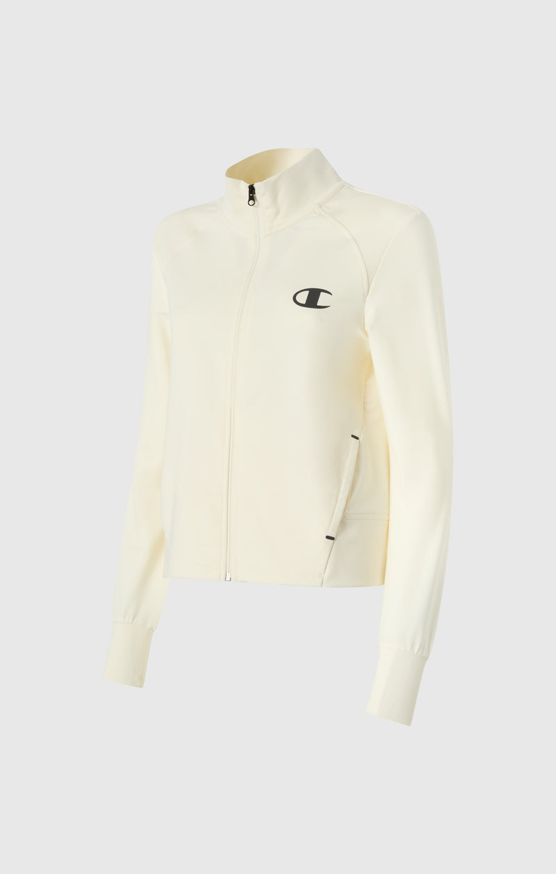 Damen Slim Fit Stretch-Poly Kapuzenjacke mit durchgehendem Reißverschluss