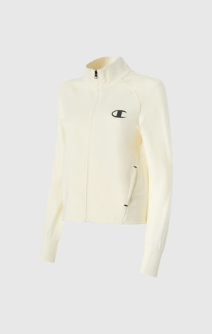 Damen Slim Fit Stretch-Poly Kapuzenjacke mit durchgehendem Reißverschluss