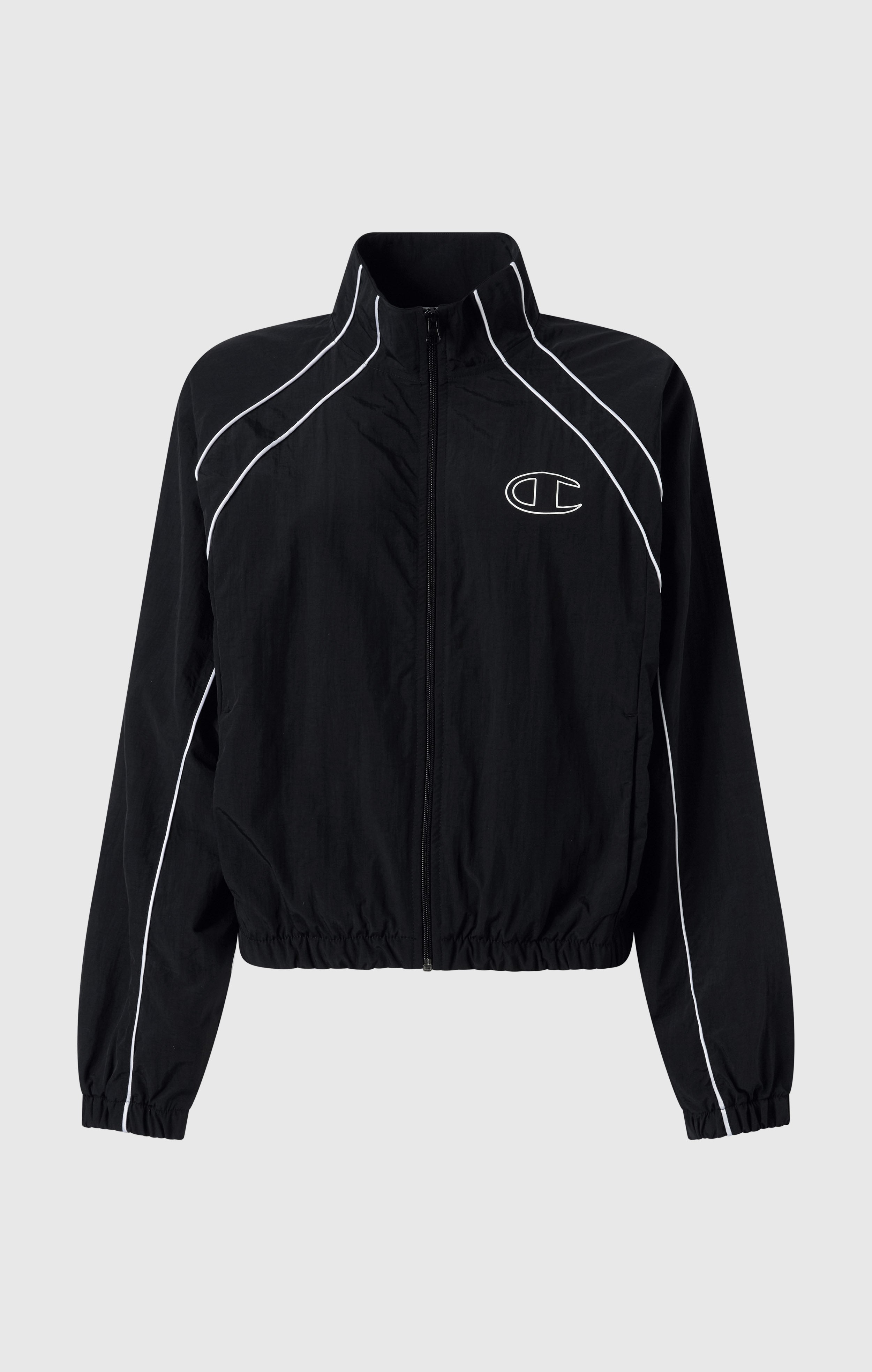 Track Top con Cremallera Completa de Nailon Woven para Mujer Loose Fit