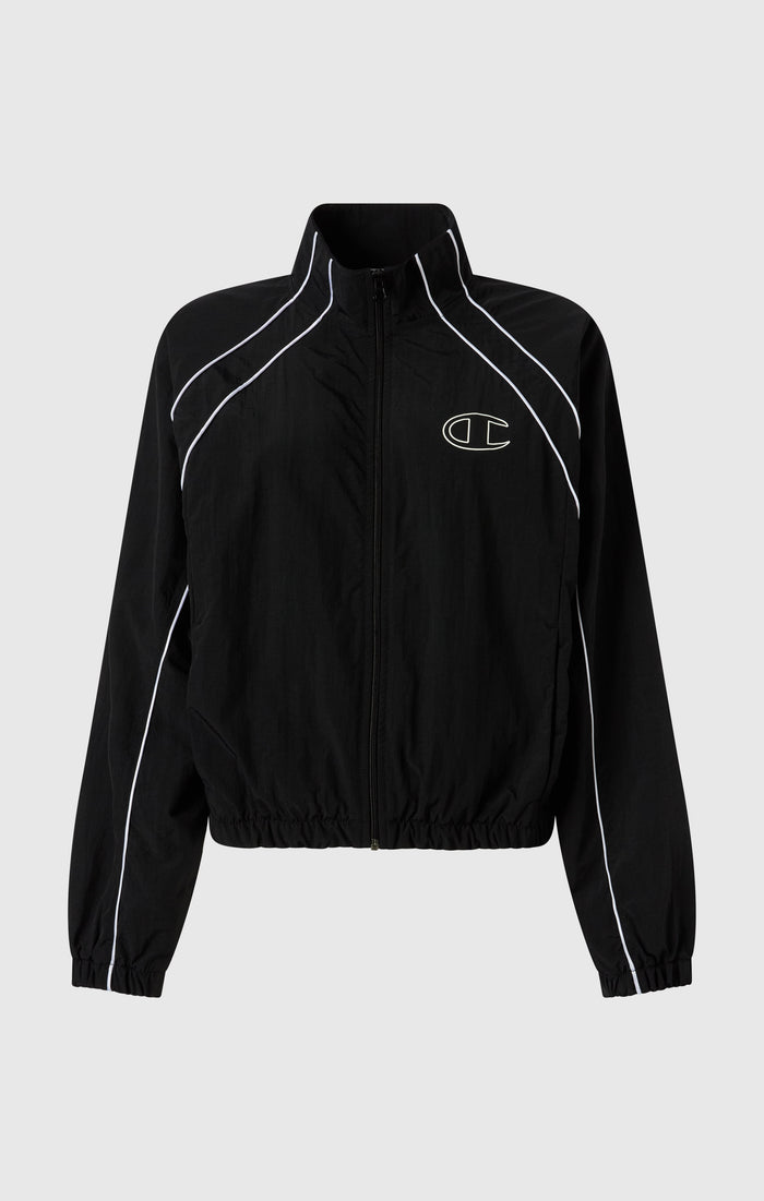 Damen Loose Fit Woven-Nylon Kapuzenjacke mit durchgehendem Reißverschluss