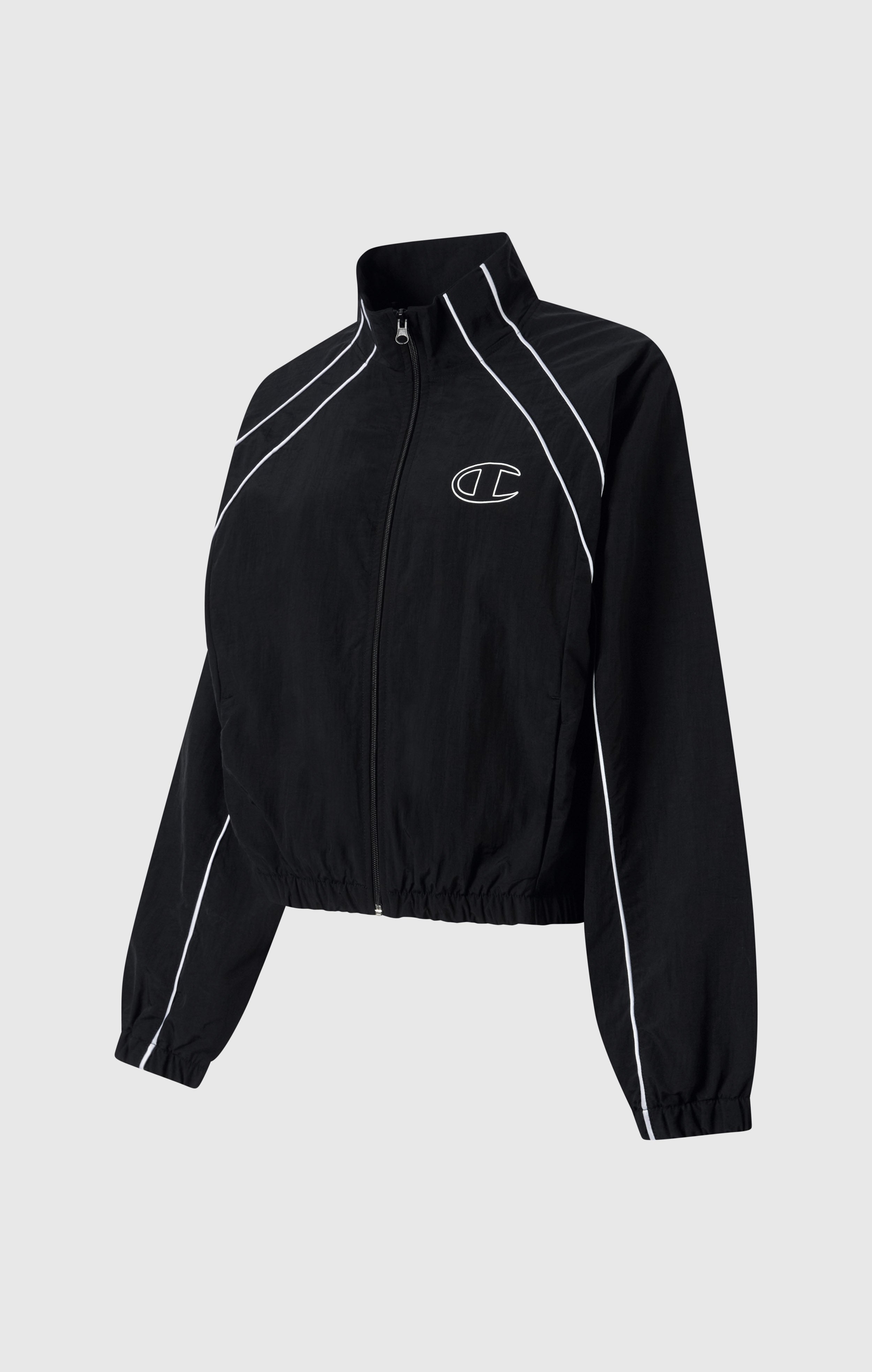 Track Top con Cremallera Completa de Nailon Woven para Mujer Loose Fit