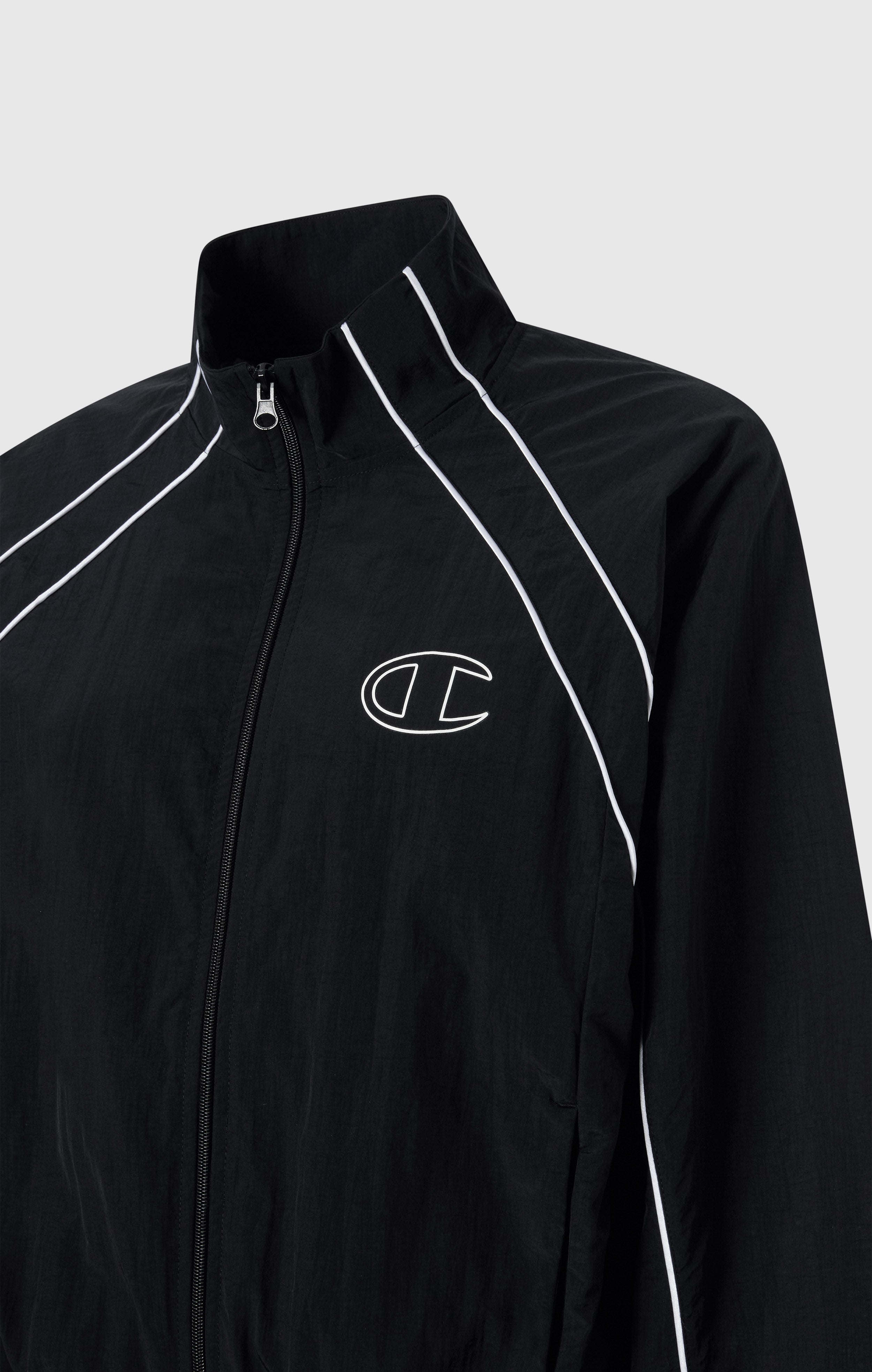 Track Top con Cremallera Completa de Nailon Woven para Mujer Loose Fit