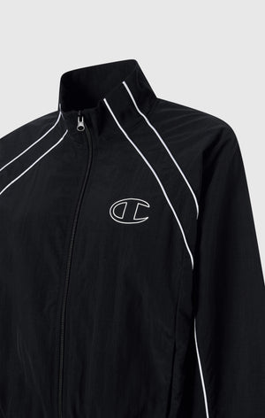 Track Top con Cremallera Completa de Nailon Woven para Mujer Loose Fit