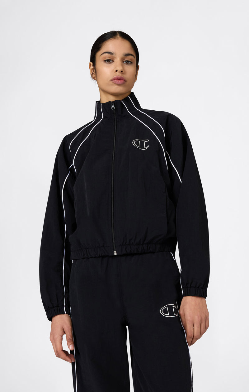 Track Top con Cremallera Completa de Nailon Woven para Mujer Loose Fit