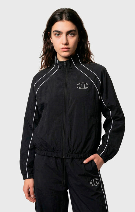 Track Top zippé intégral en Nylon Woven pour Femme Loose Fit