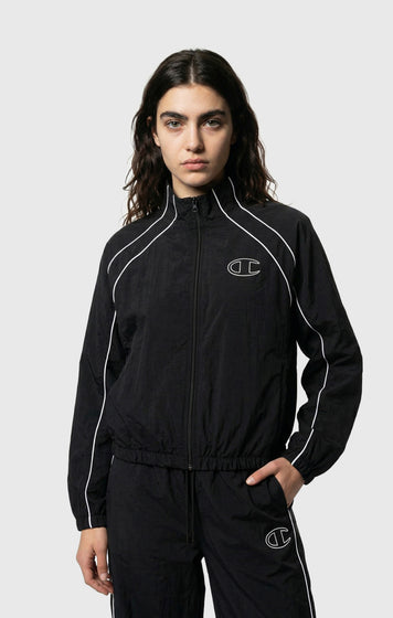 Track Top zippé intégral en Nylon Woven pour Femme Loose Fit