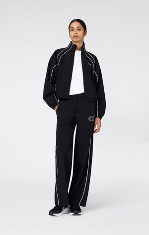 Track Top con Cremallera Completa de Nailon Woven para Mujer Loose Fit