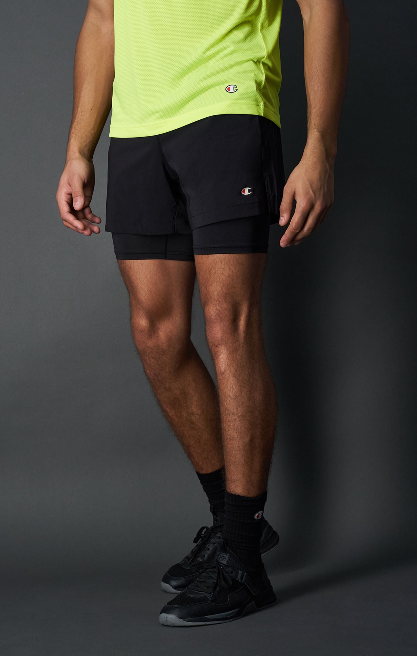 Reflective Logo Double-Layered Shorts