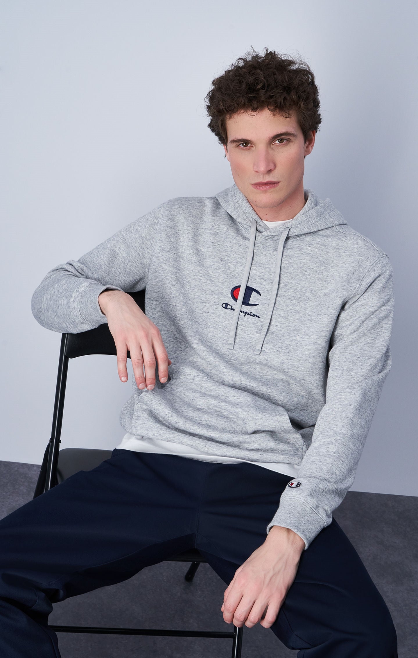 New Champion Logo Hoodie Light Grey icons | Champion
