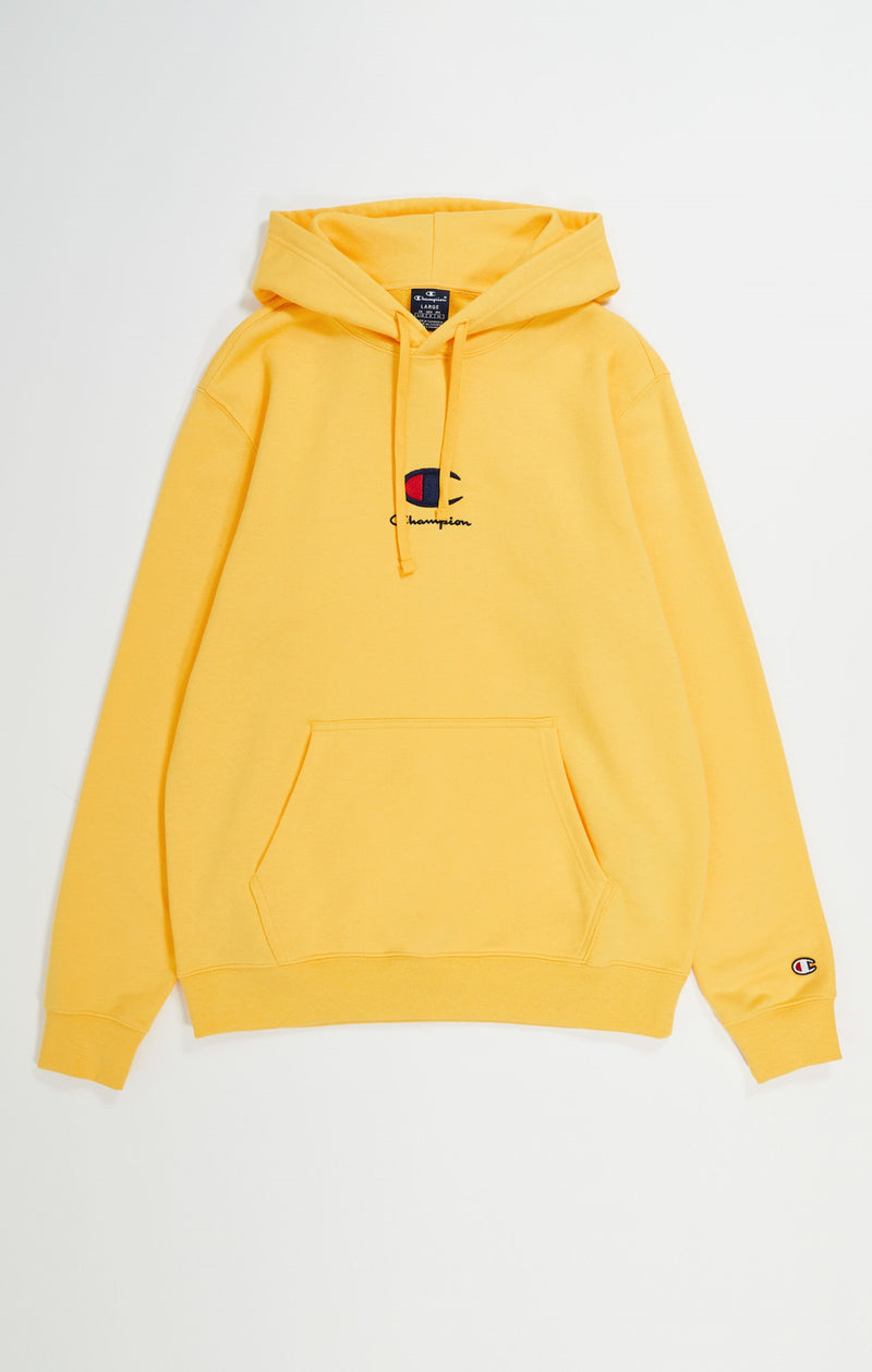 Sudadera con capucha y el nuevo logotipo de Champion Amarillo sol