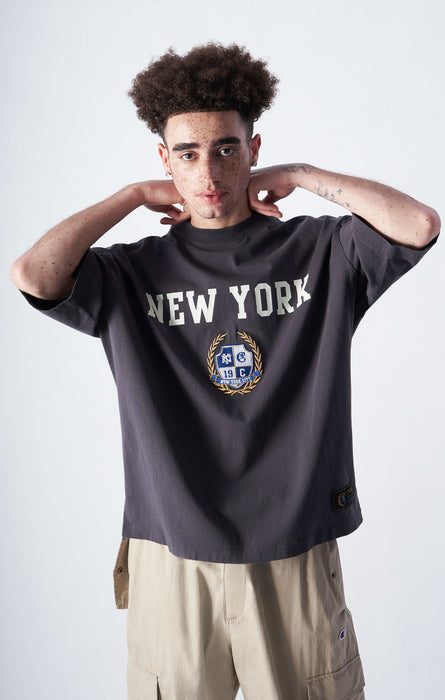 T-shirt Reverse Weave con Stampa NYC