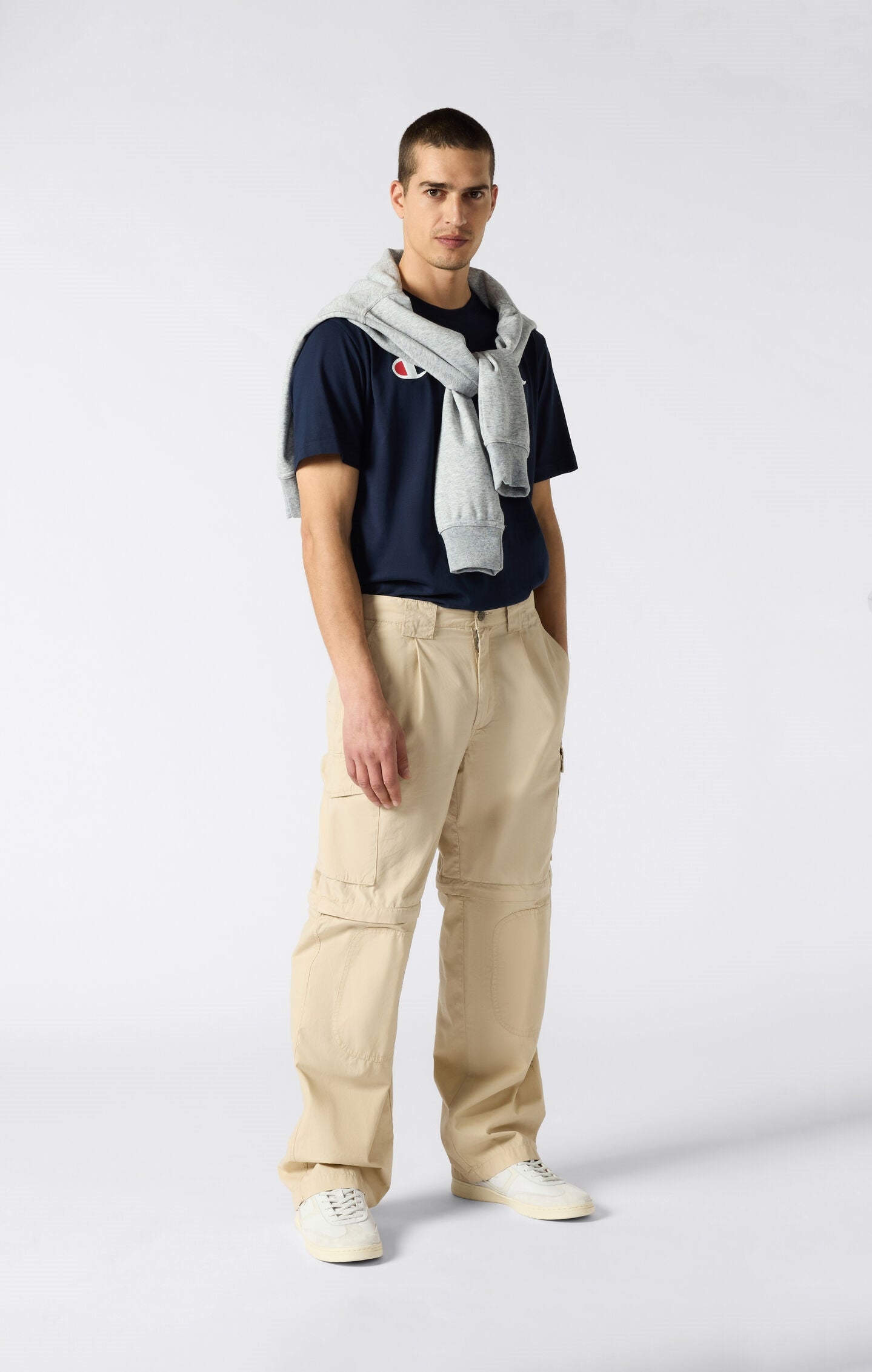 Camiseta de punto de algodón con logotipo grande