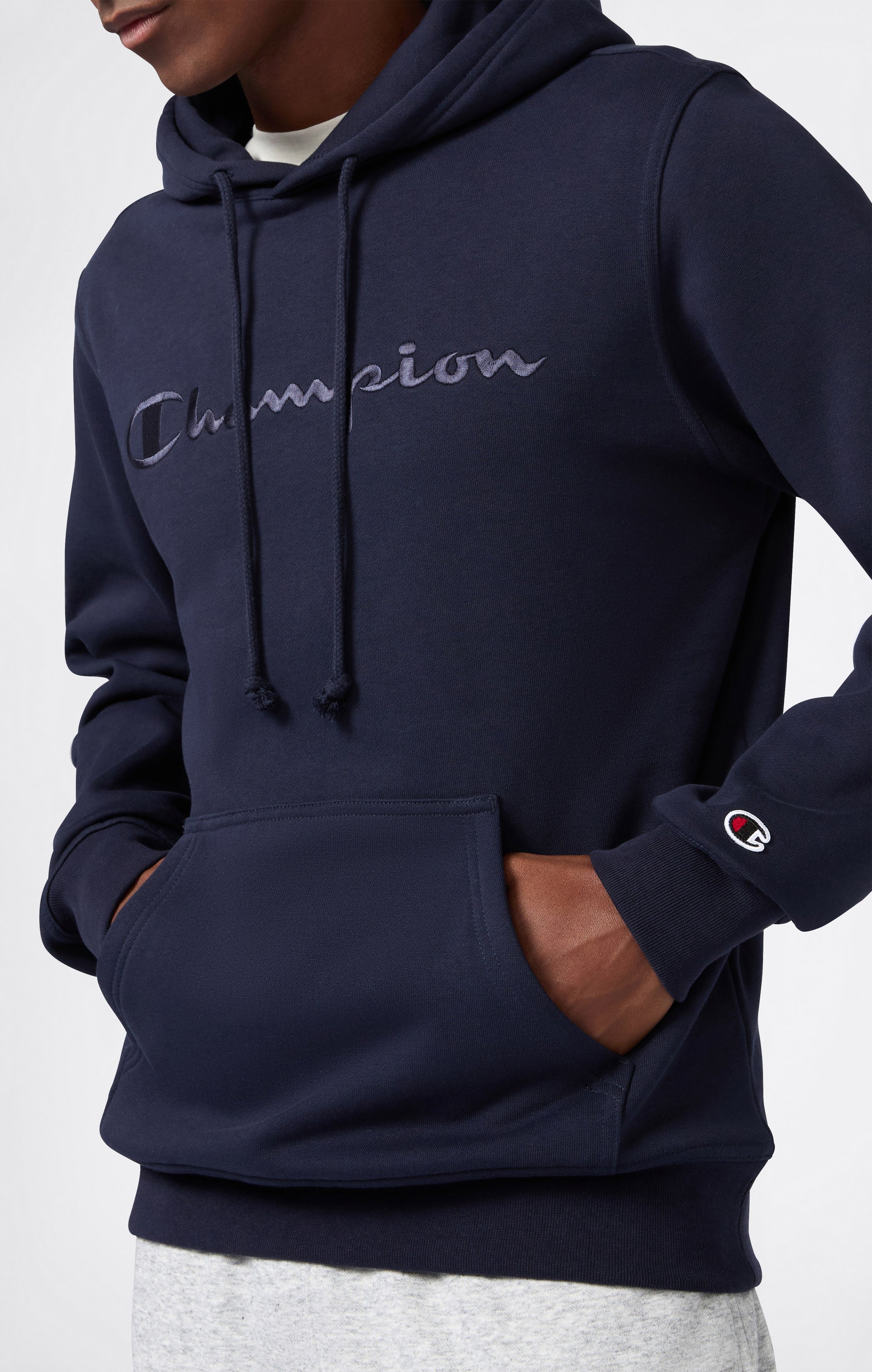 Men’s Fleece Hoodie with Big Embroidered Logo Icons