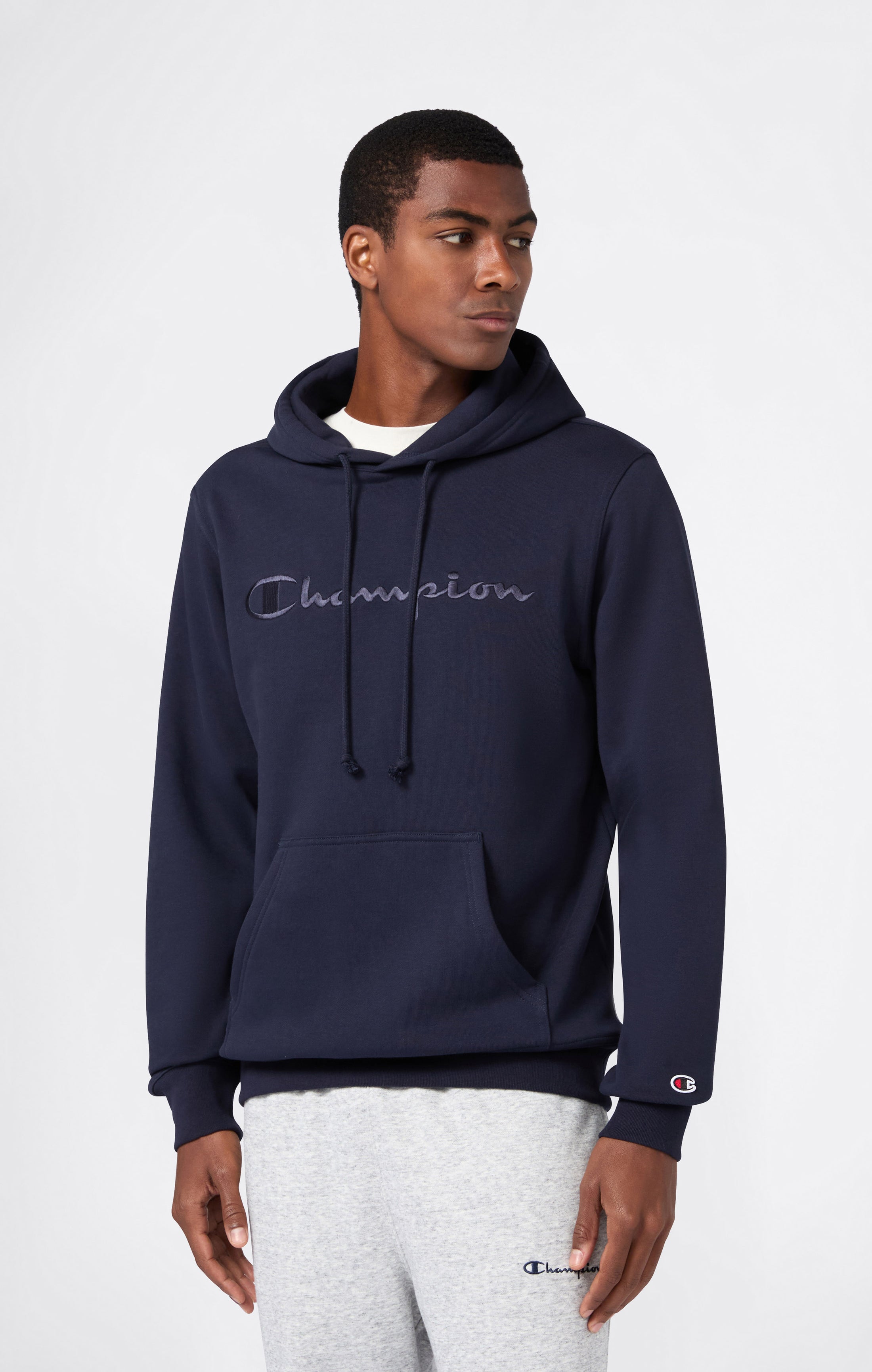 Men’s Fleece Hoodie with Big Embroidered Logo Icons