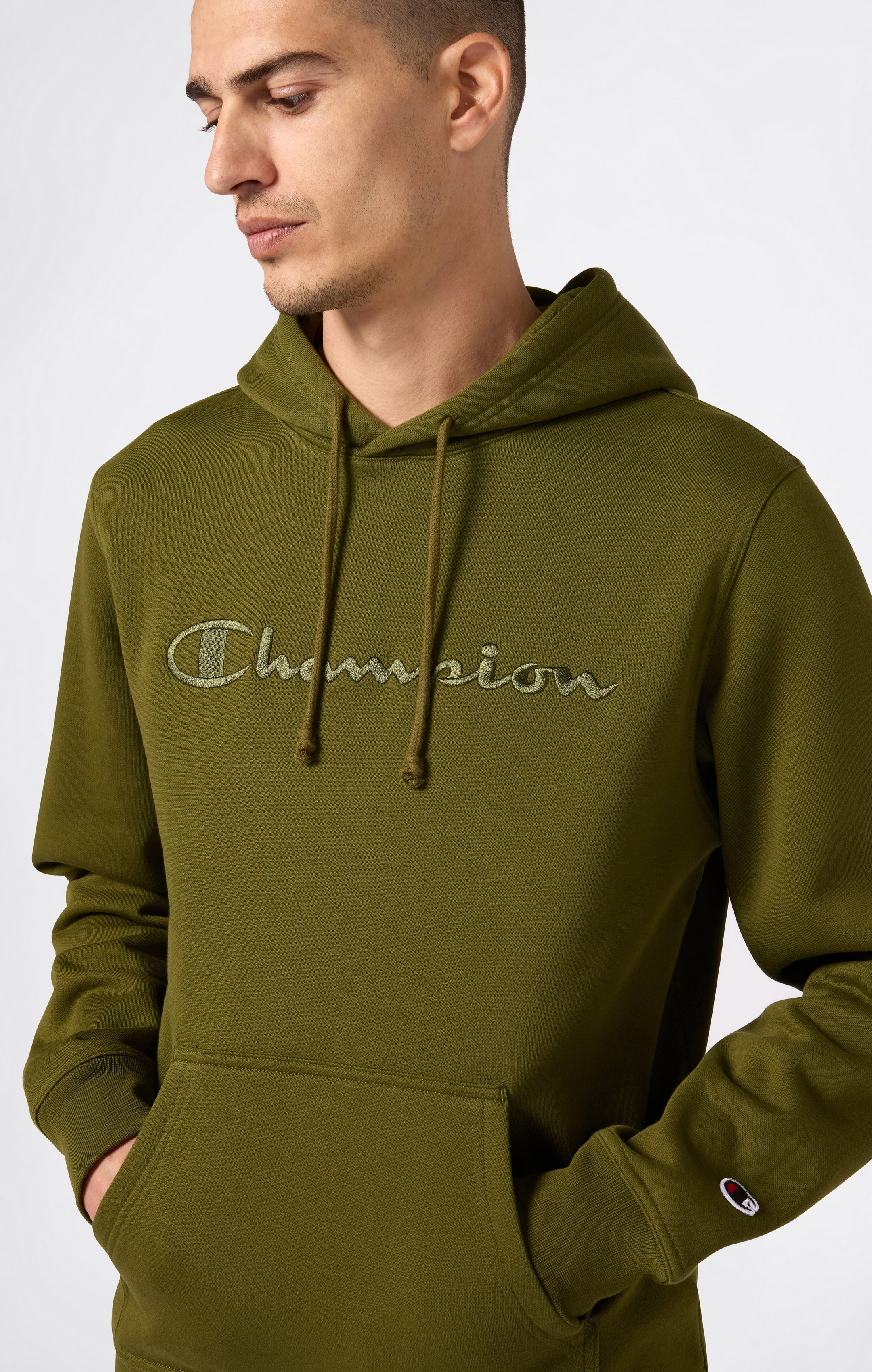 Men’s Fleece Hoodie with Big Embroidered Logo Icons