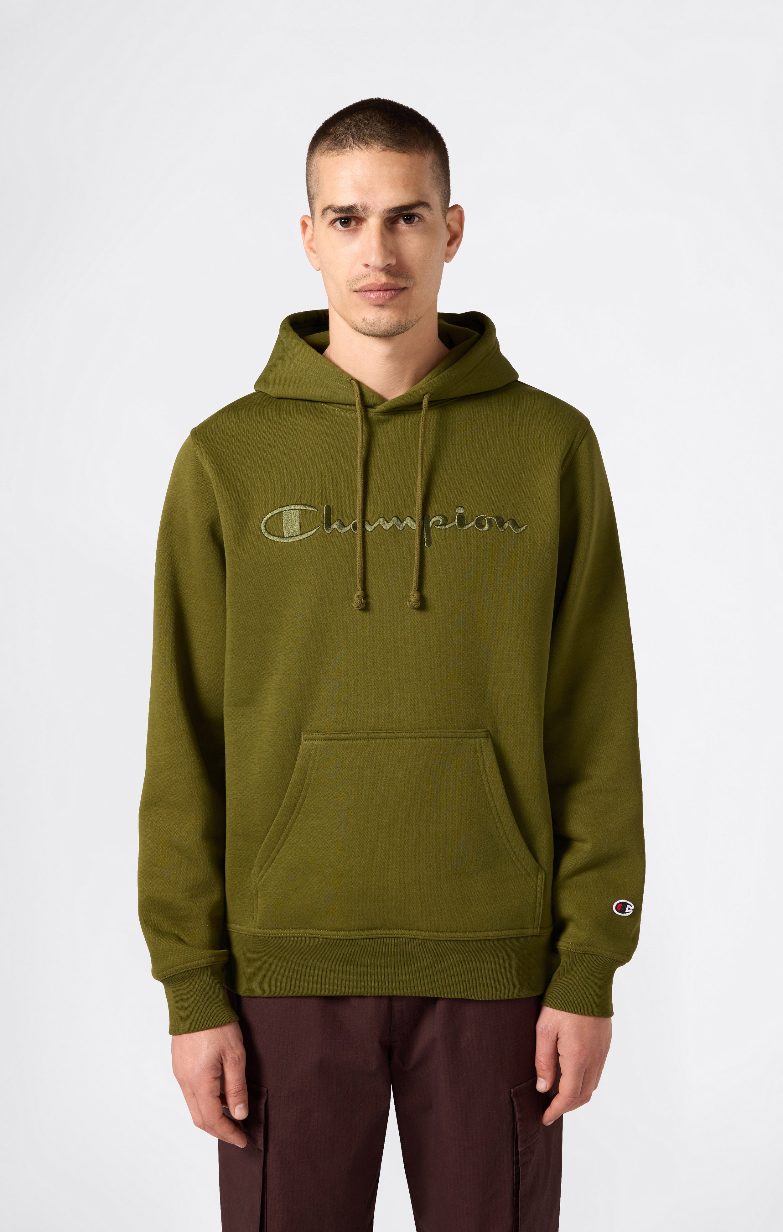 Men’s Fleece Hoodie with Big Embroidered Logo Icons