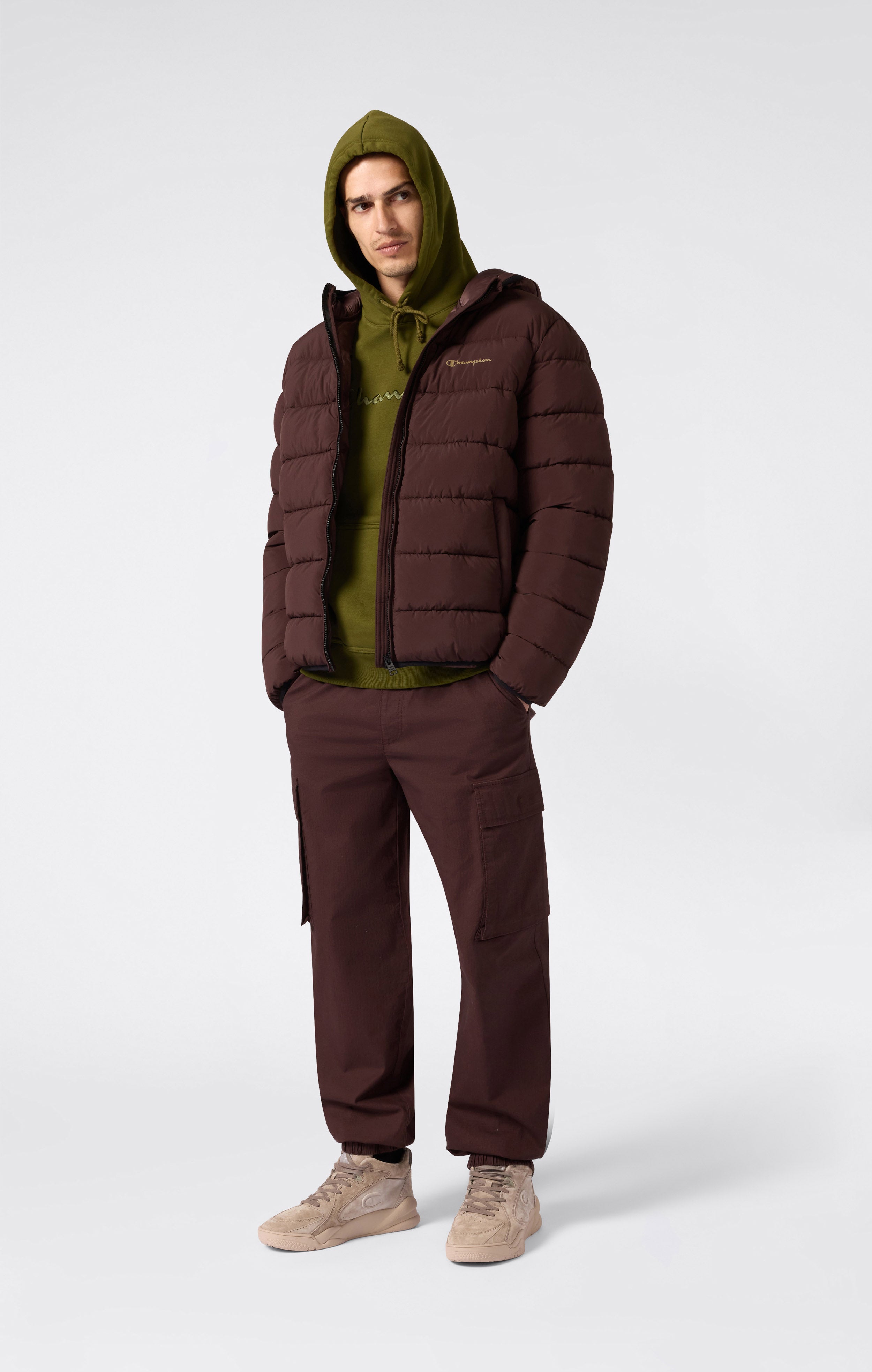 Men’s Fleece Hoodie with Big Embroidered Logo Icons