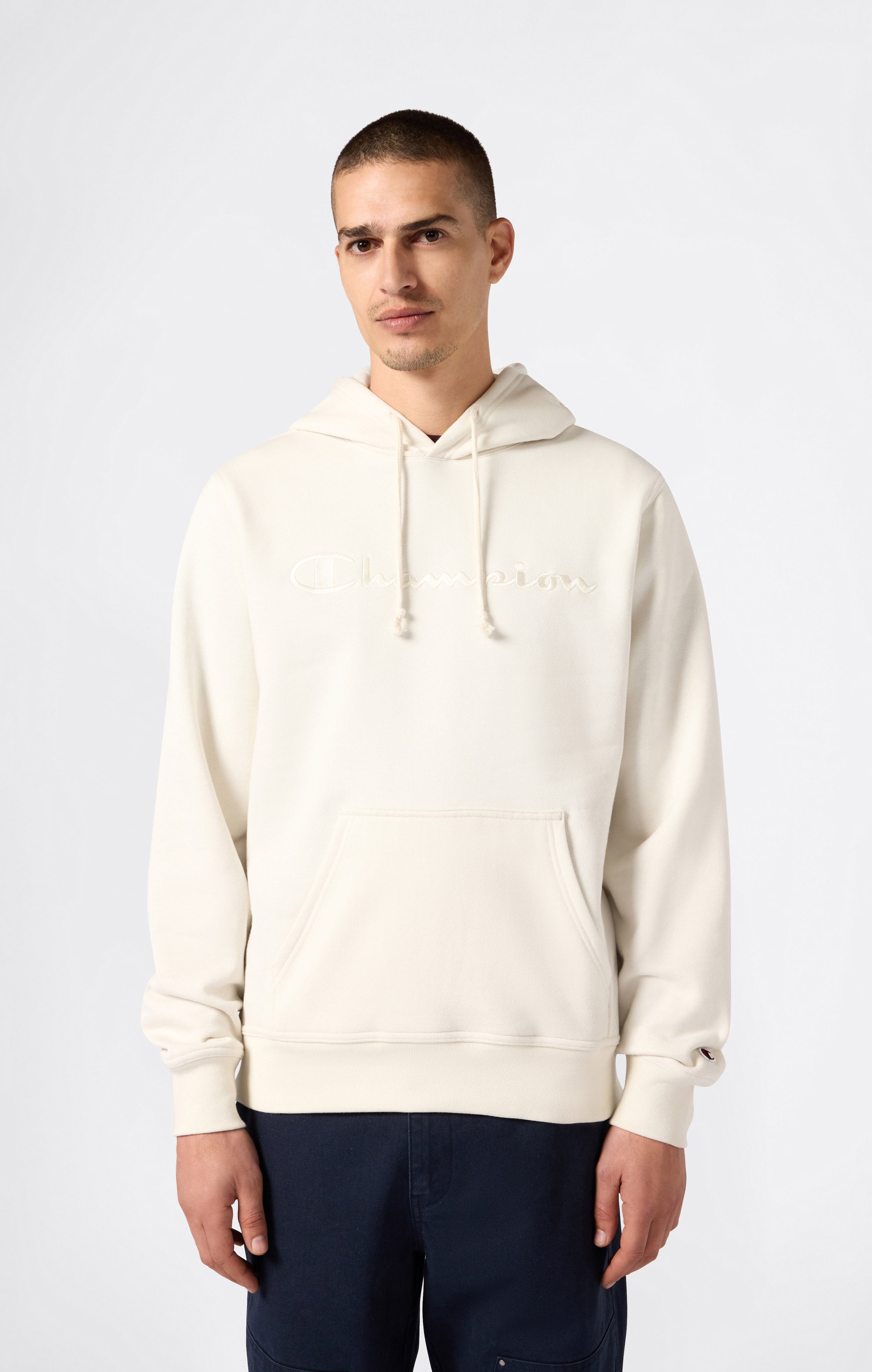 Men’s Fleece Hoodie with Big Embroidered Logo Icons