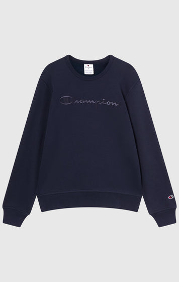 Men’s Fleece Crewneck Sweatshirt with Big Embroidered Logo Icons