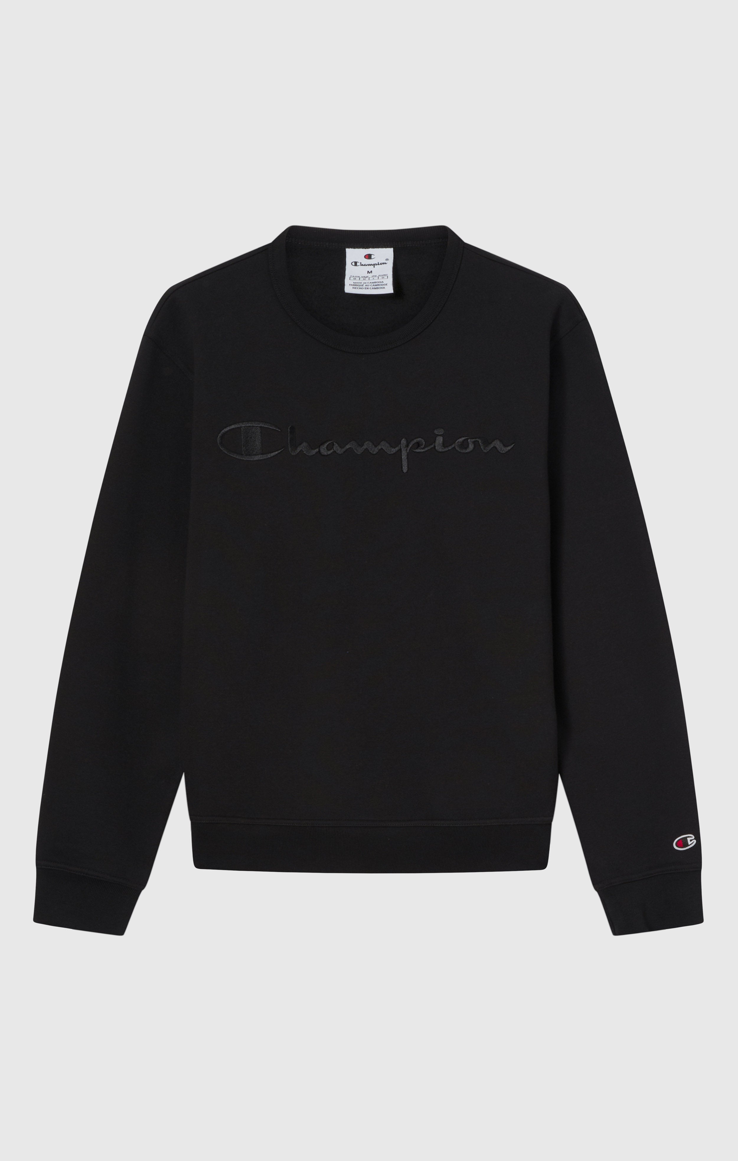 Men’s Fleece Crewneck Sweatshirt with Big Embroidered Logo Icons