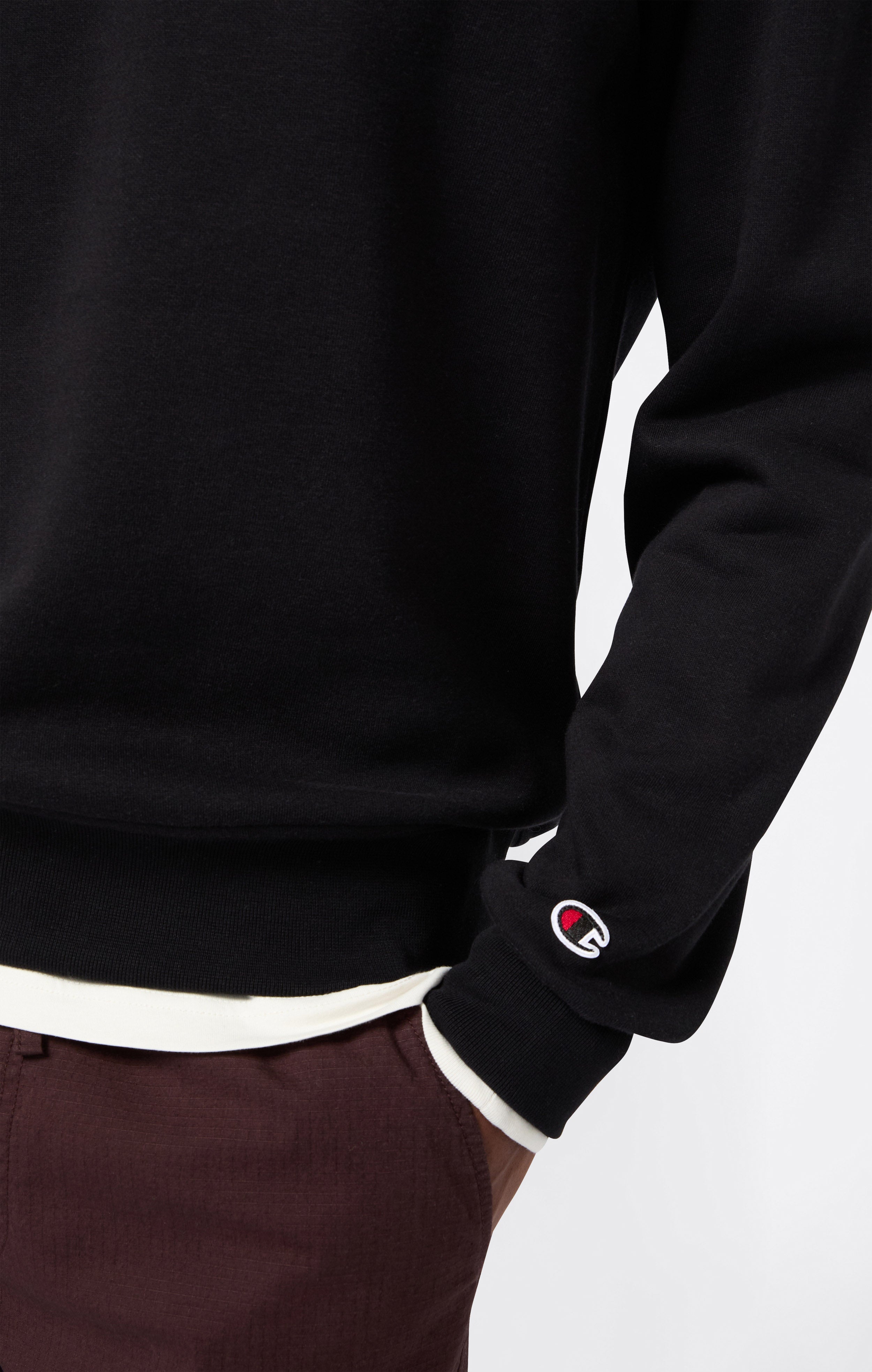 Men’s Fleece Crewneck Sweatshirt with Big Embroidered Logo Icons